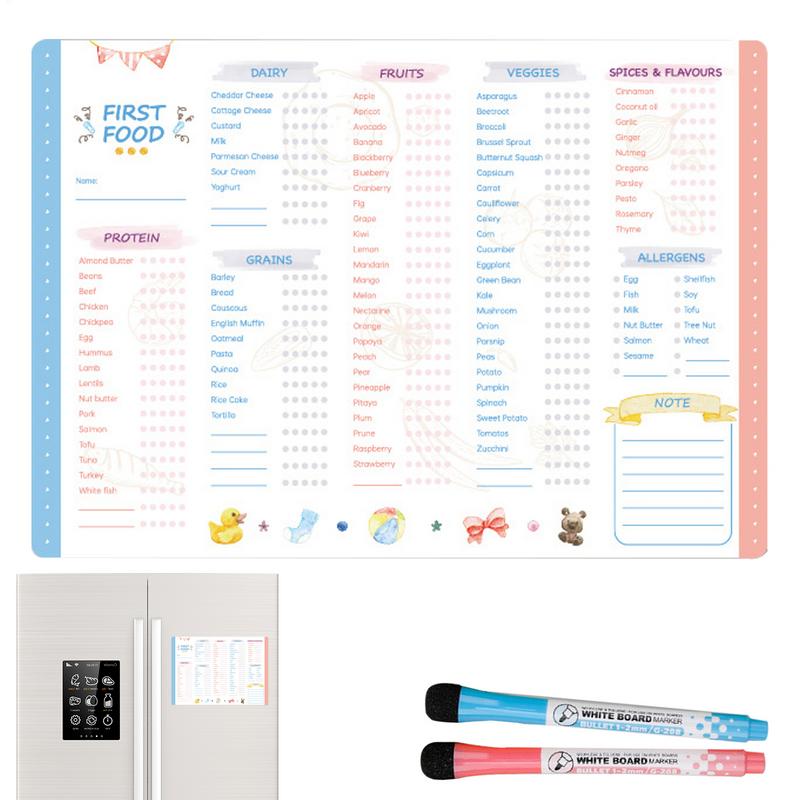 Baby Food Checklist - Baby First Foods Checklist Magnetic Repeatable